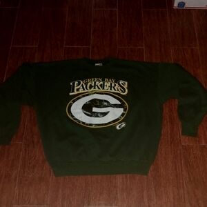 Vtg 1997 Hanes Green Bay Packers Sweatshirt Mens 2XL Green Pullover NFL Logo USA